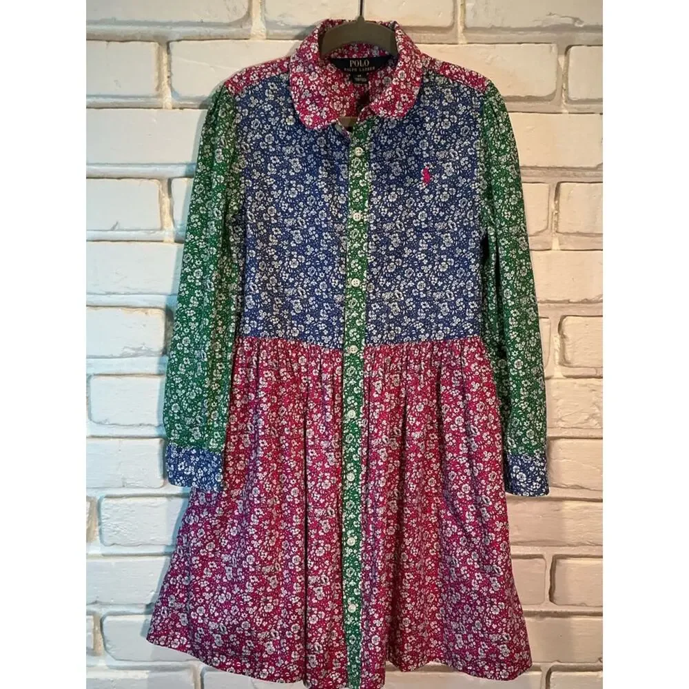 Polo Ralph Lauren floral color block shirtdress girls 6X